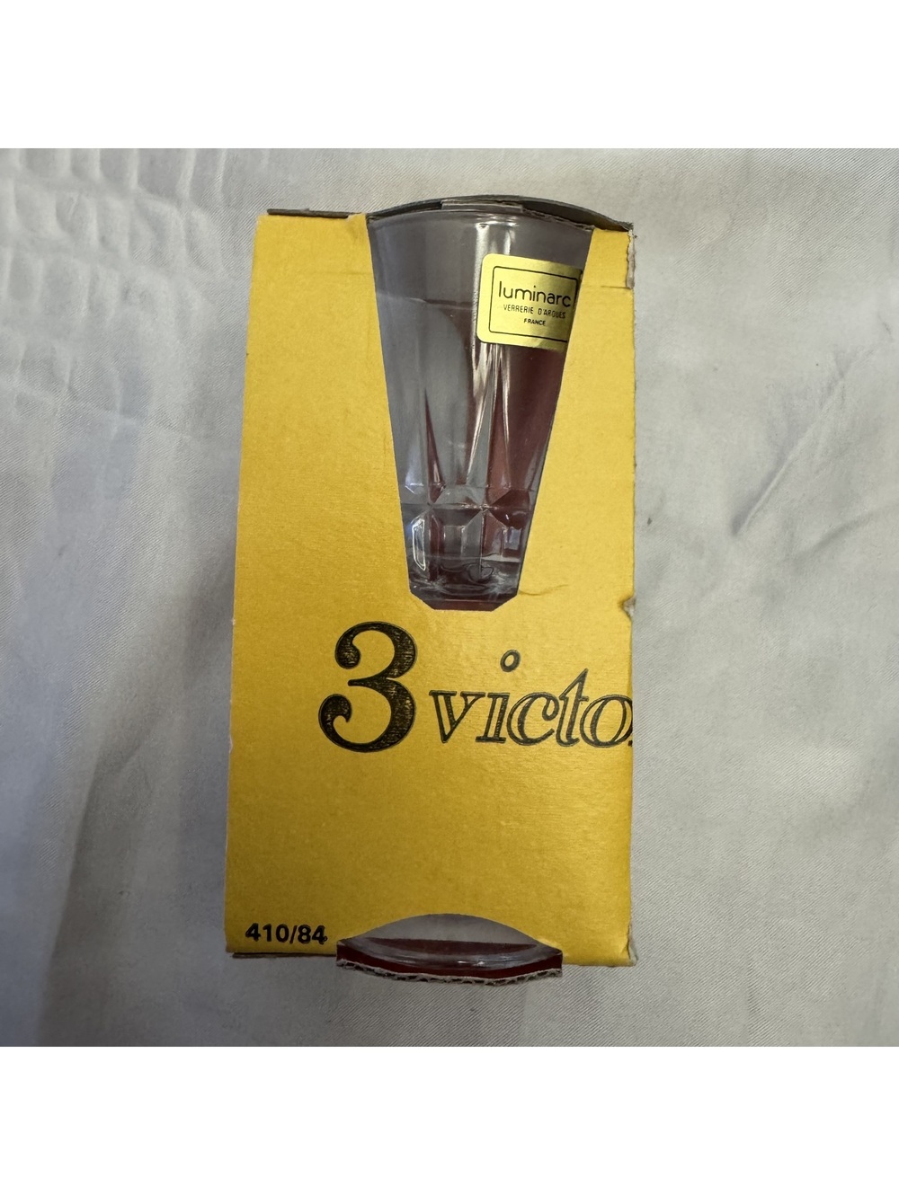 Vintage c. 80s Luminarc France ‘3 Victo’ Cordial Glasses Set of 6 Original Boxes - Picture 4 of 5